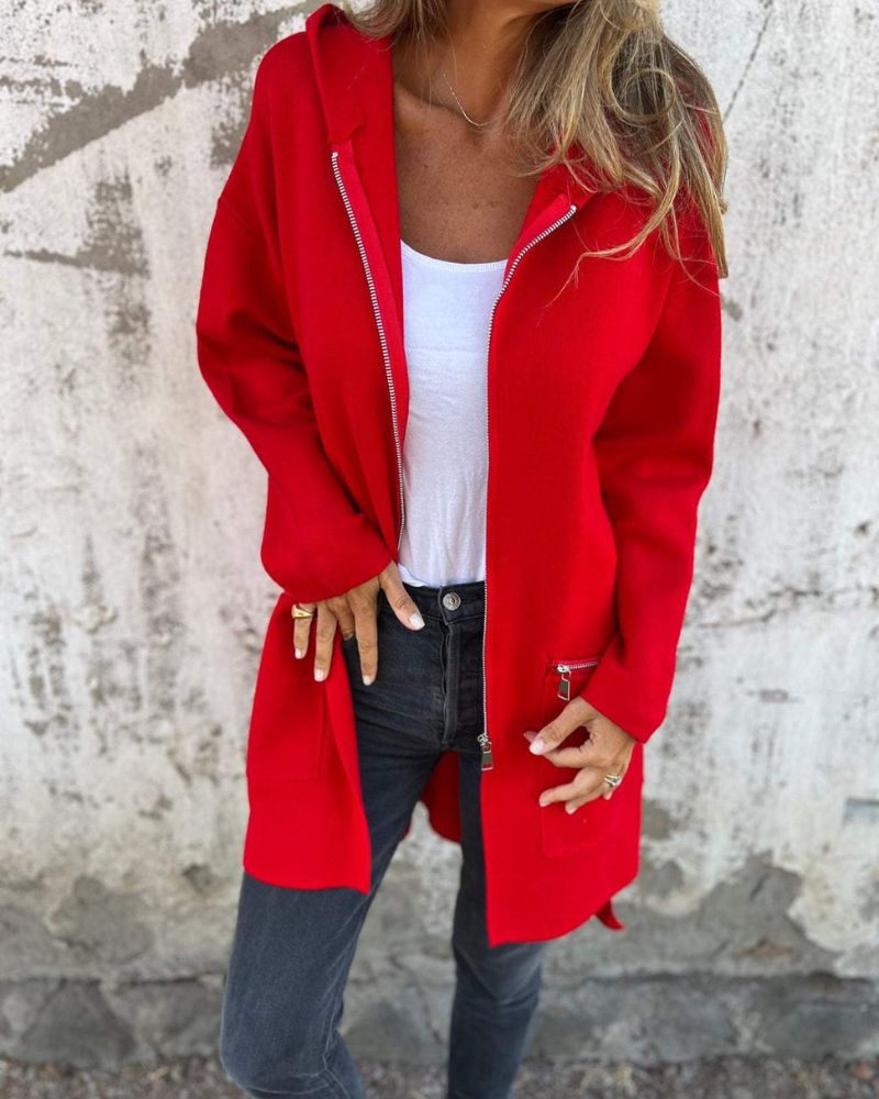 JULIA Long-Sleeve Zip Cardigan