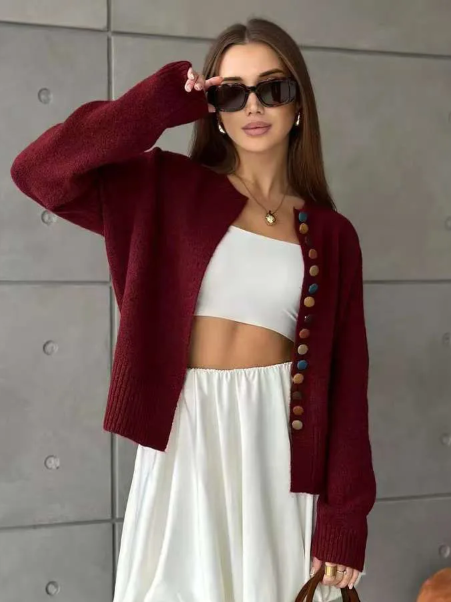 The Noelle Button-Accent Cardigan