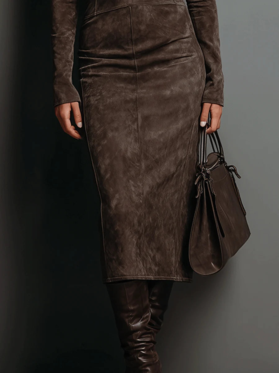 Ava Suede Midi Dress