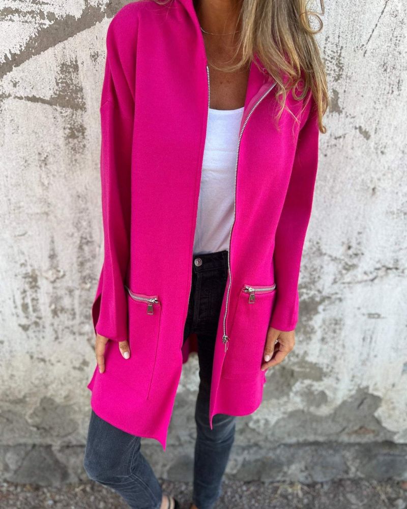 JULIA Long-Sleeve Zip Cardigan
