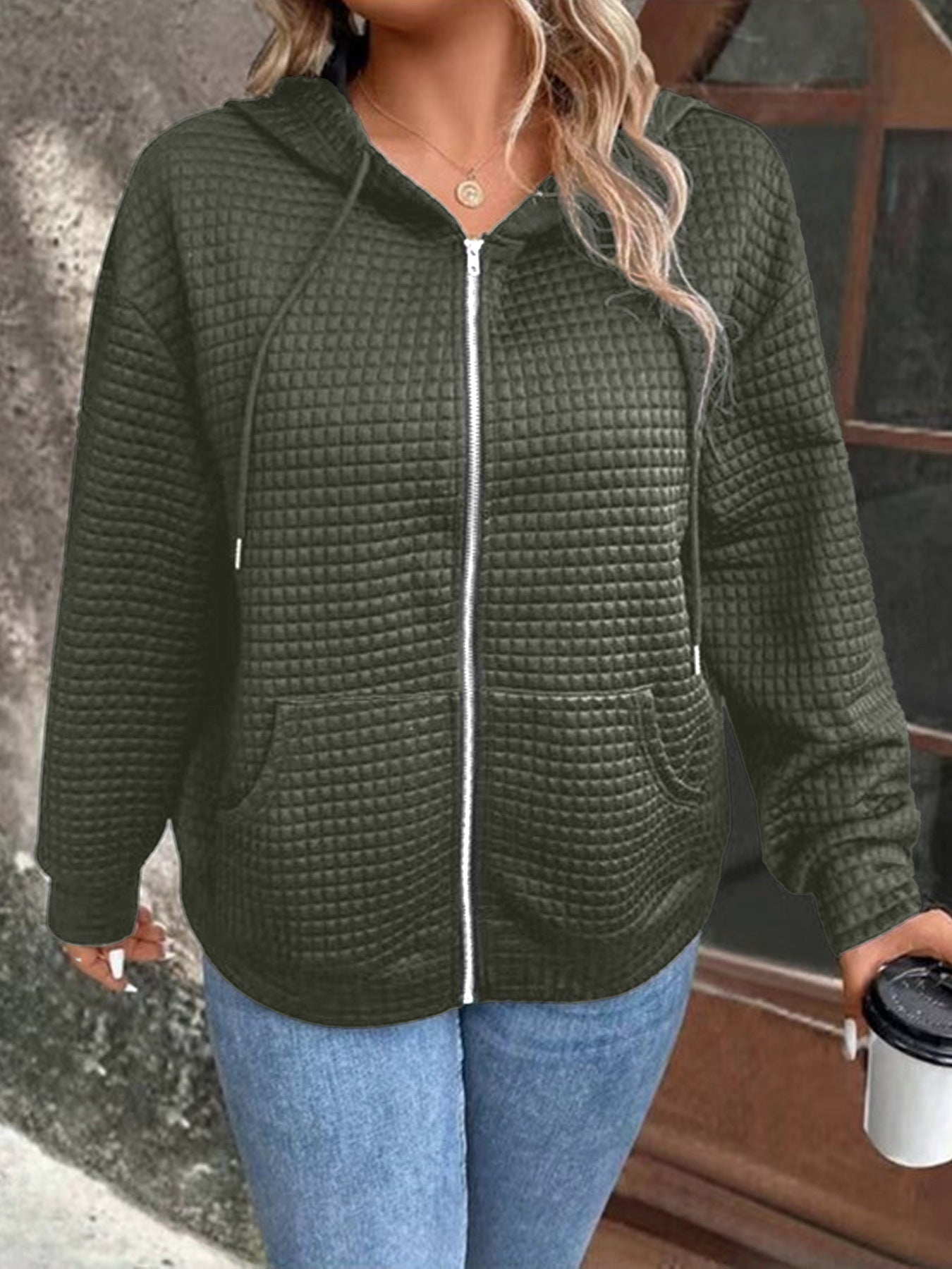 Clara Waffle Zip Hoodie