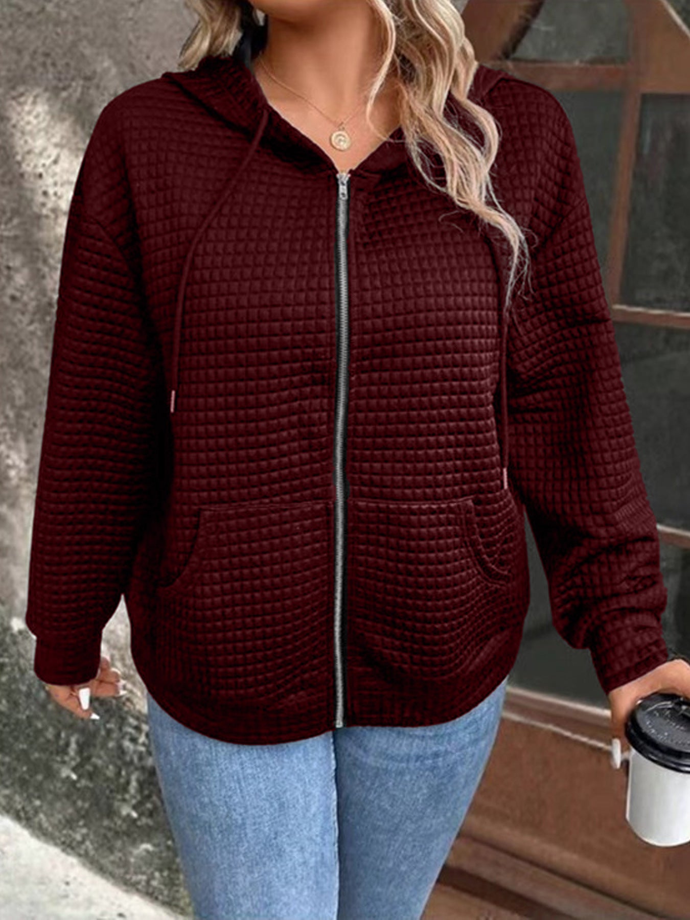Clara Waffle Zip Hoodie
