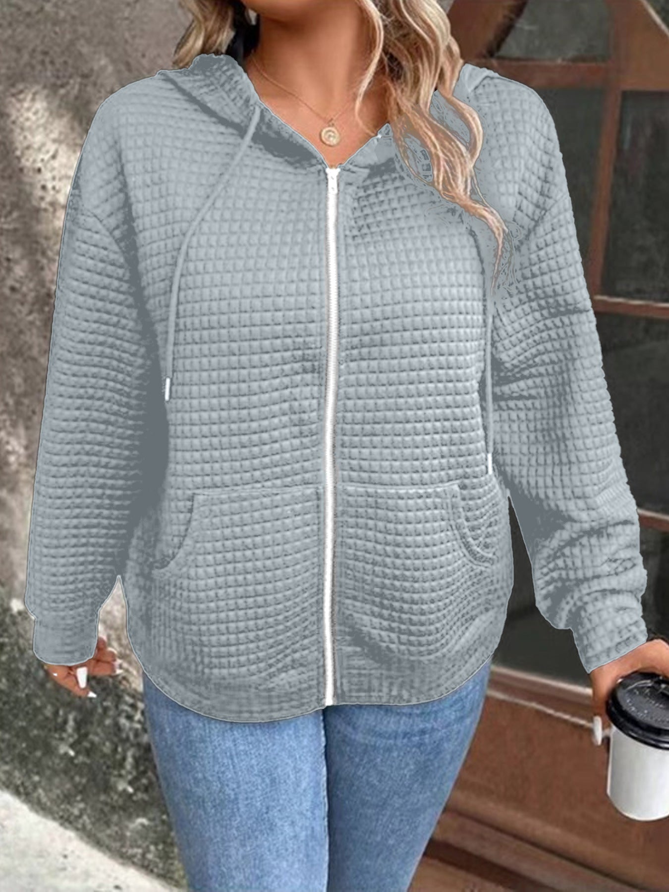 Clara Waffle Zip Hoodie