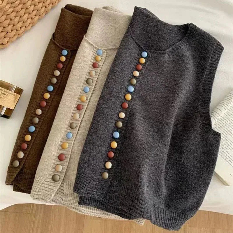 The Maribel Color-Button Knit Vest