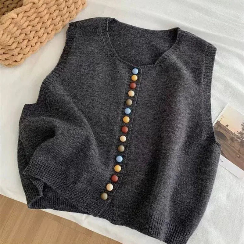 The Maribel Color-Button Knit Vest