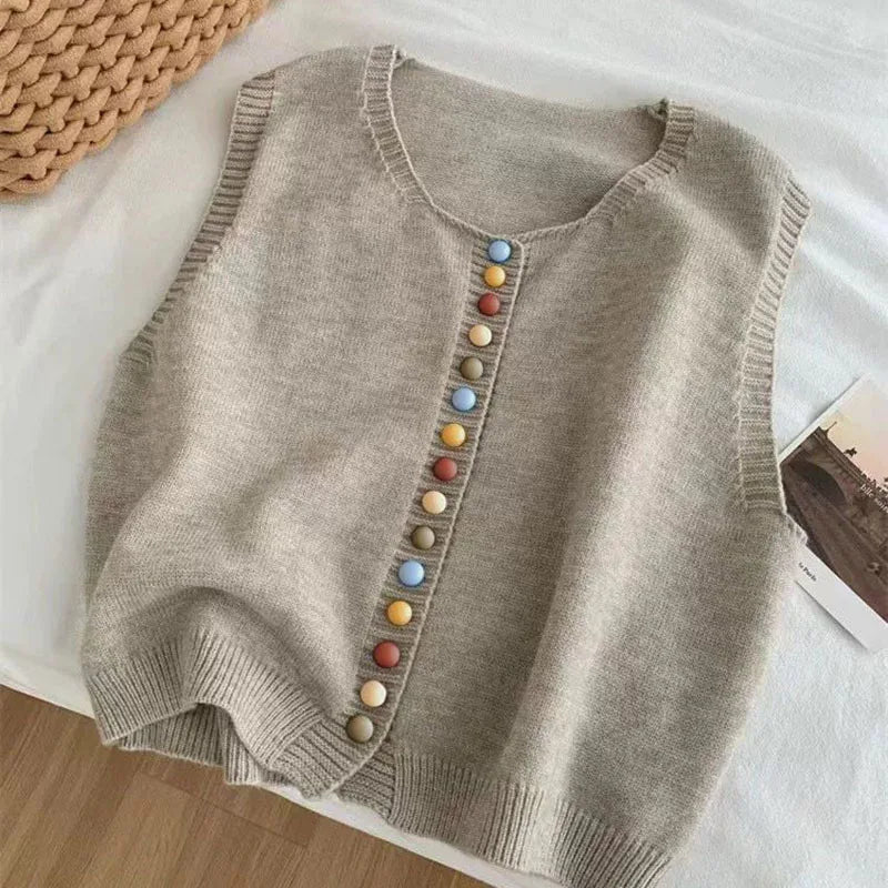 The Maribel Color-Button Knit Vest