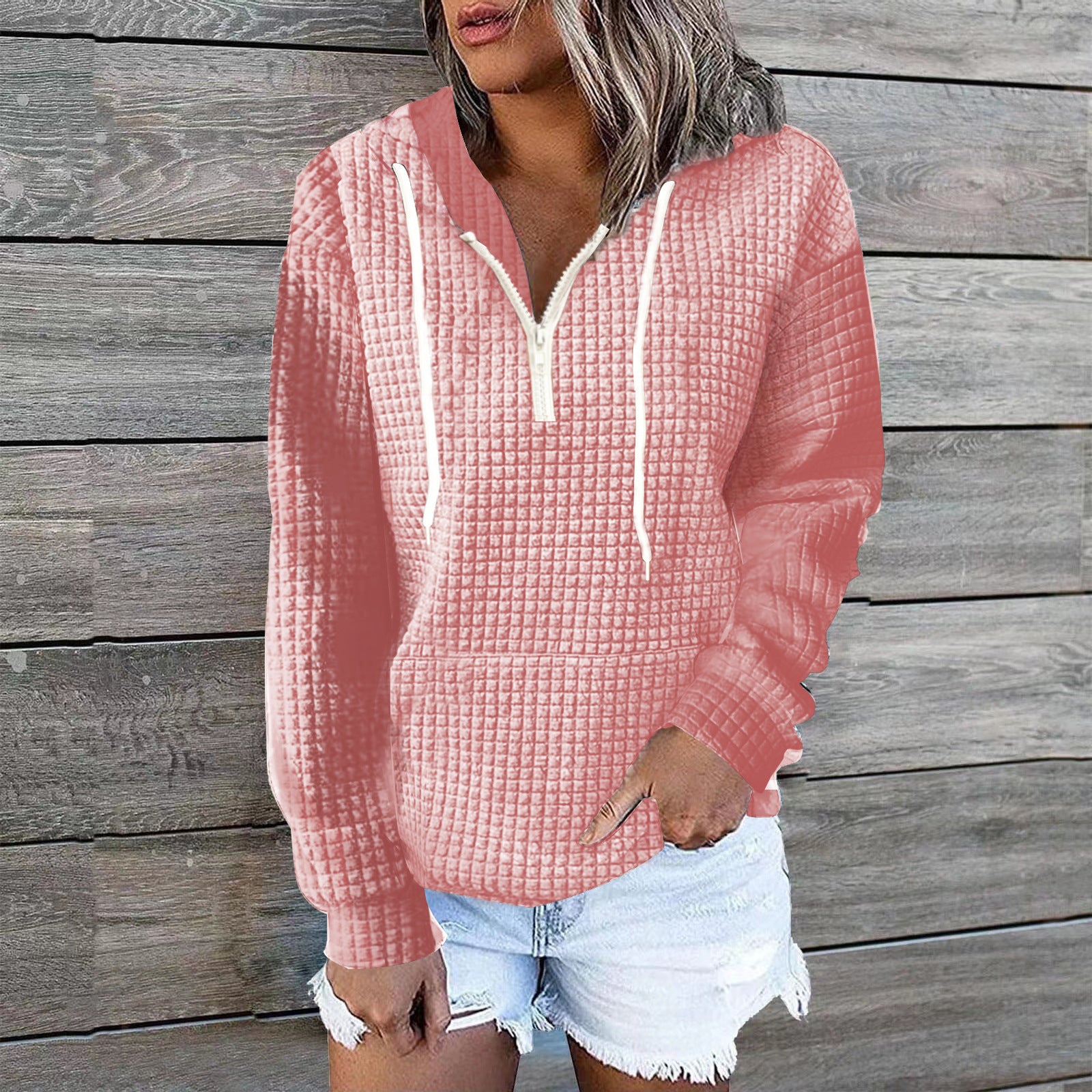 Clara Quilted Half-Zip Hoodie