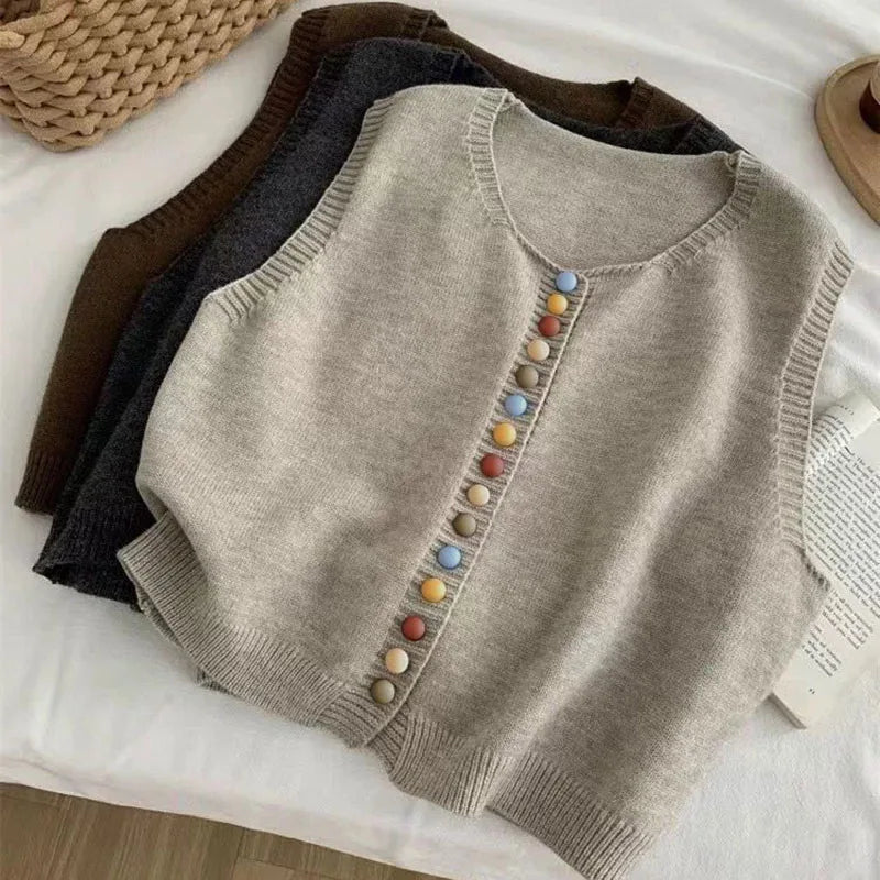 The Maribel Color-Button Knit Vest