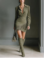 Hazel Viscose Mini Dress With V-Neckline