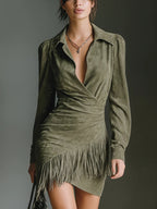 Hazel Viscose Mini Dress With V-Neckline