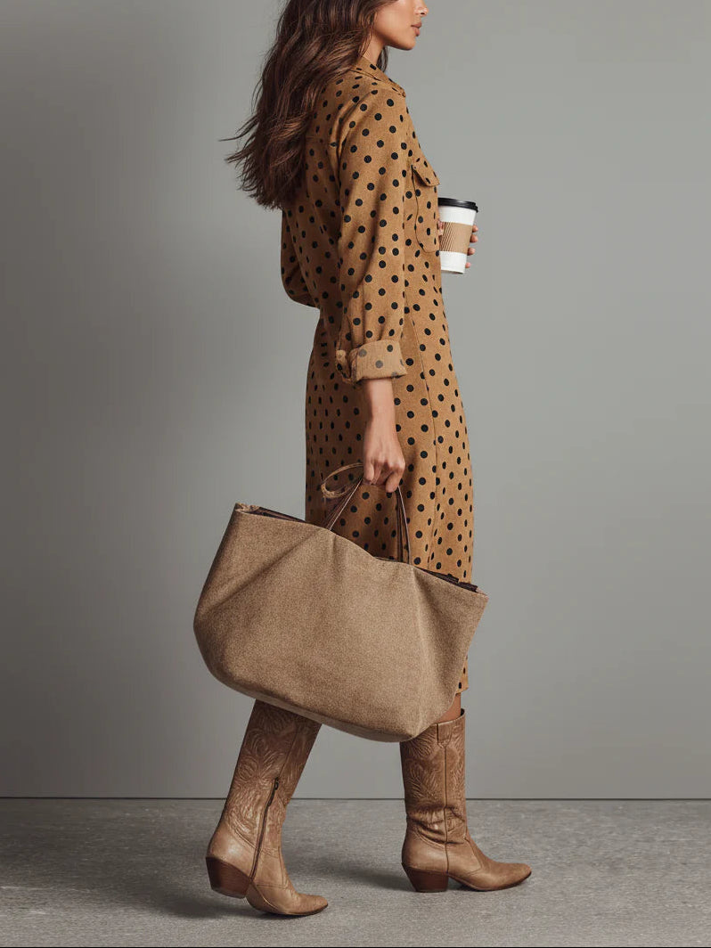 Claudia Polka Dot Faux Leather Midi Dress
