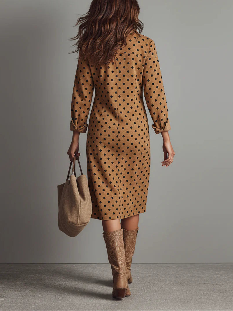 Claudia Polka Dot Faux Leather Midi Dress