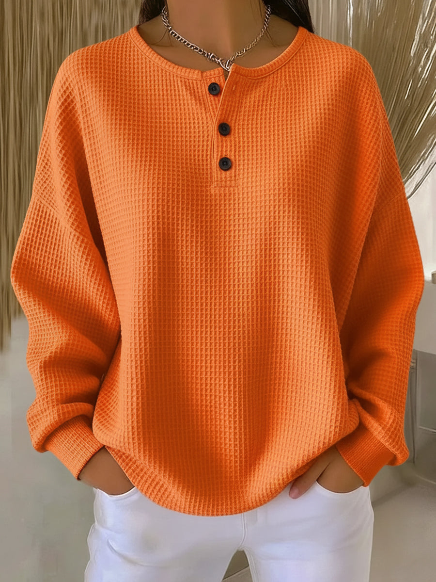 Anna Cozy Waffle Knit Henley