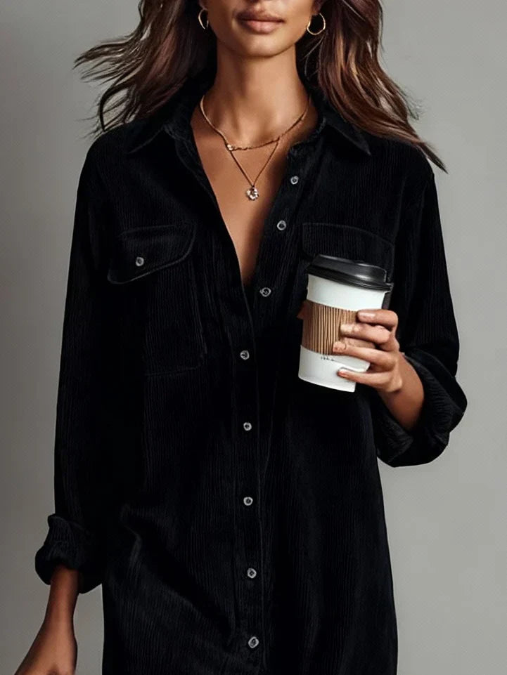 Haydine Corduroy Button-Down Dress