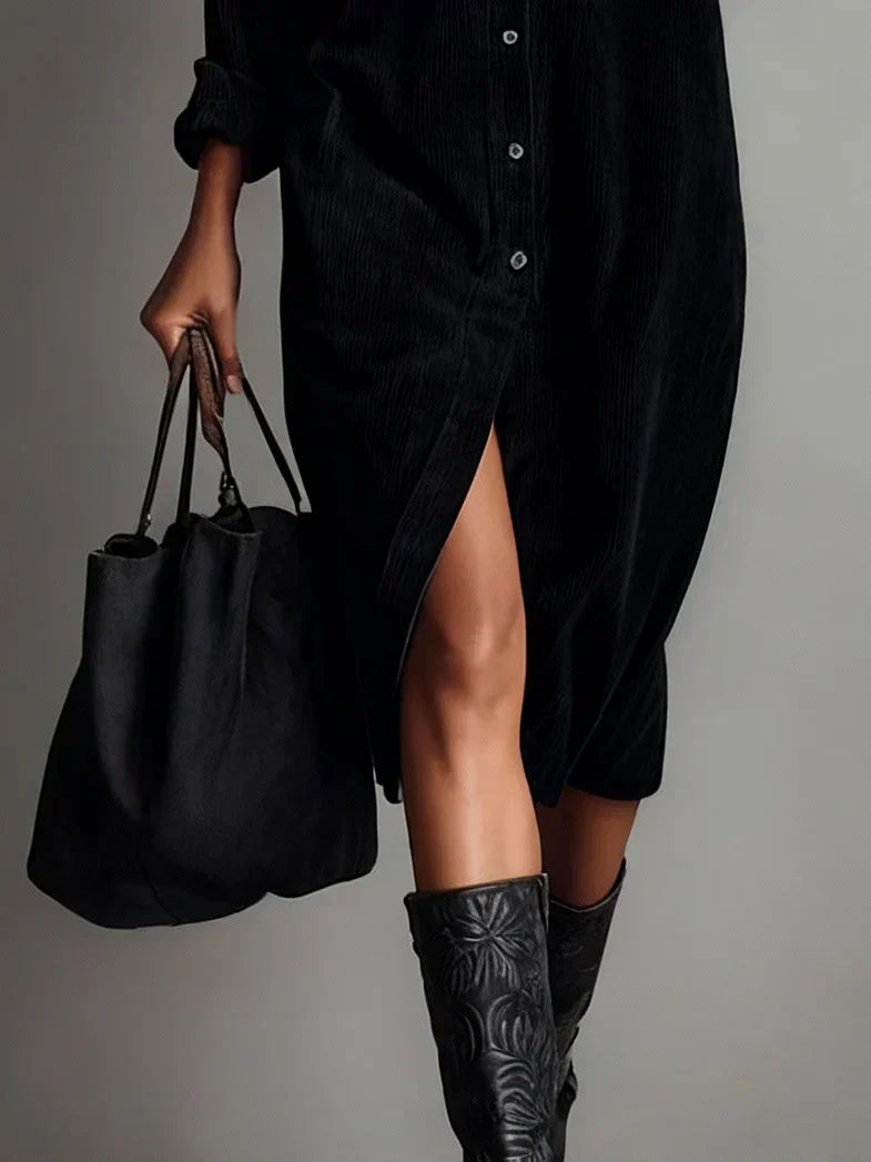 Haydine Corduroy Button-Down Dress