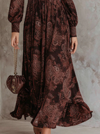 Marlene Paisley Zip-Neck Midi Dress