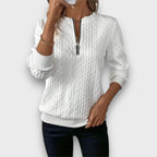 Solena Cable-Knit Zip Front Sweater