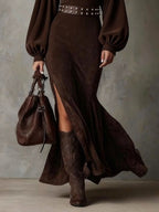 Harriet Vintage Lantern-Sleeve Midi Dress