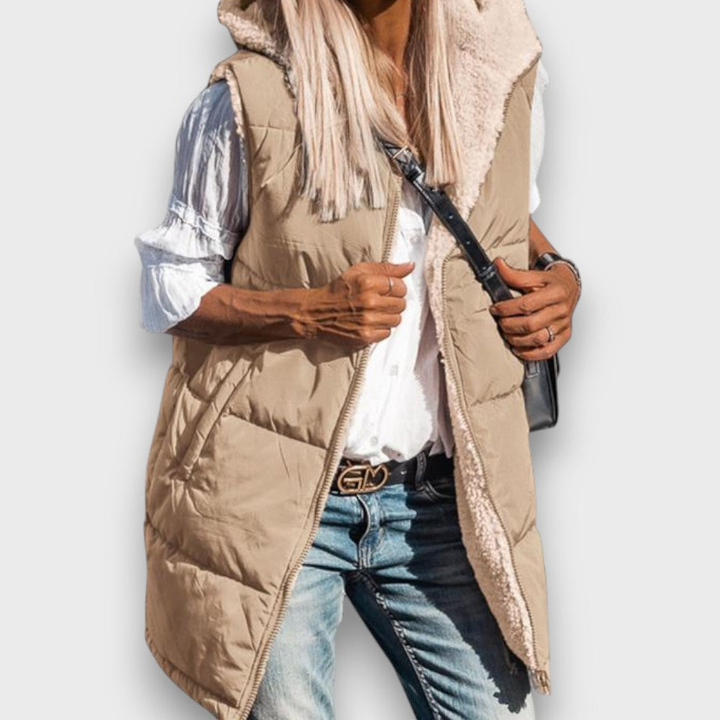 Marla Reversible fleece-lined hooded vest