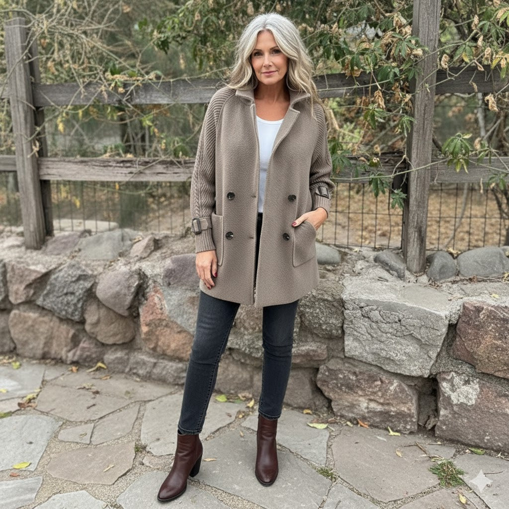ISOLA™  Mid-Length Double-Breasted Coat